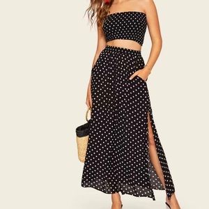 Polka Dot Bandeau and Maxi Skirt Two-piece Set